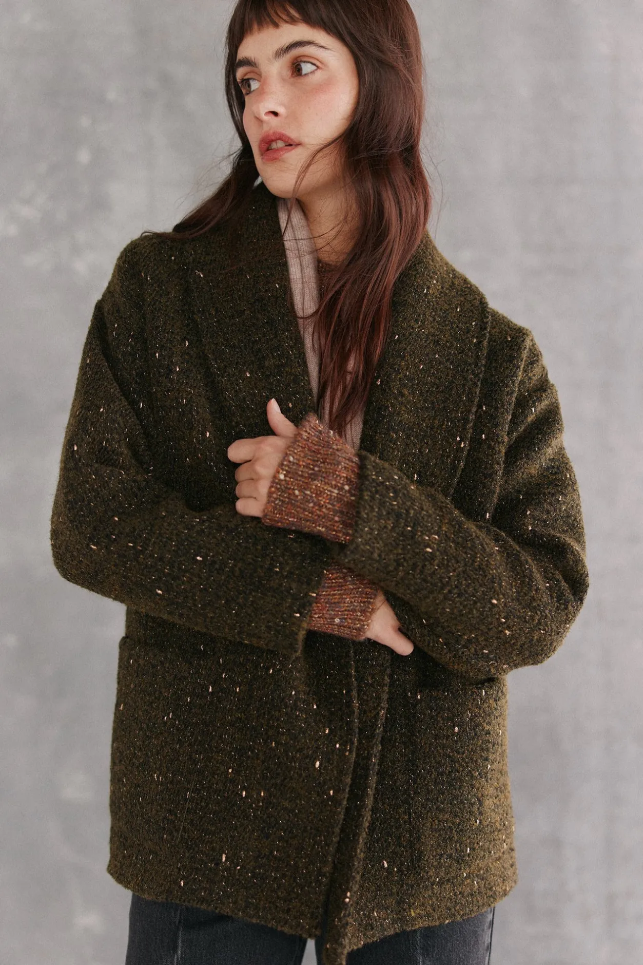aitana_abrigo_corto_con_h_1.webp Clearance Aitana. Abrigo corto con hilo metálico Mujer Abrigos Y Chaquetas