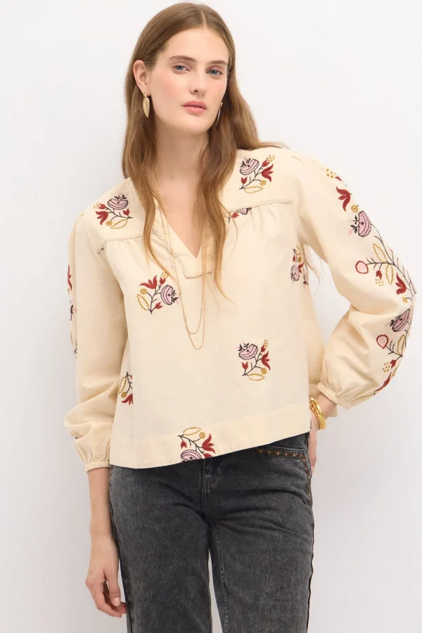 Discount Cala. Blusa bordada. Mujer Blusas Y Camisas