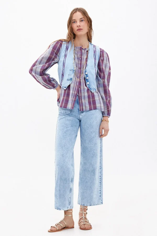 Shop Carina. Chaleco vaquero bordado Mujer Chalecos