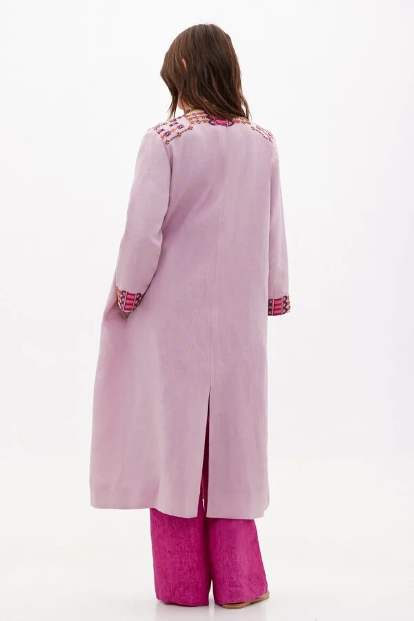 Flash Sale Carmela. Kimono largo de lino bordado Mujer Vestidos Y Monos | Abrigos Y Chaquetas
