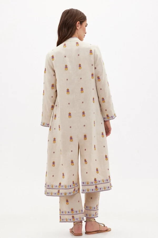 Cheap Carmina. Kimono largo de lino bordado Mujer Vestidos Y Monos | Abrigos Y Chaquetas