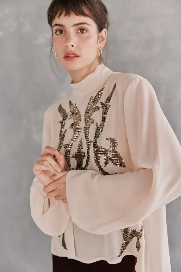 Cheap Celia.Blusa bordada Mujer Blusas Y Camisas