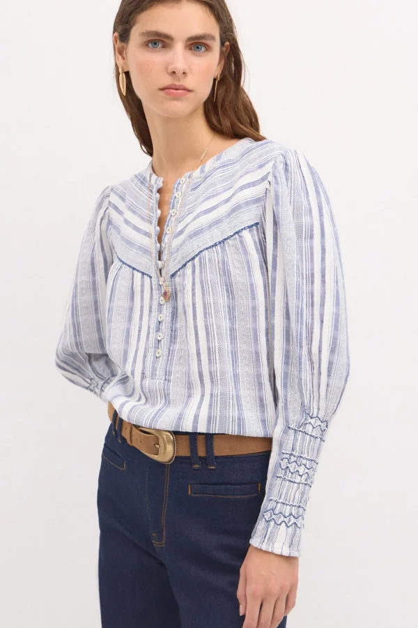 Store Celina. Blusa rayas canesú. Mujer Blusas Y Camisas
