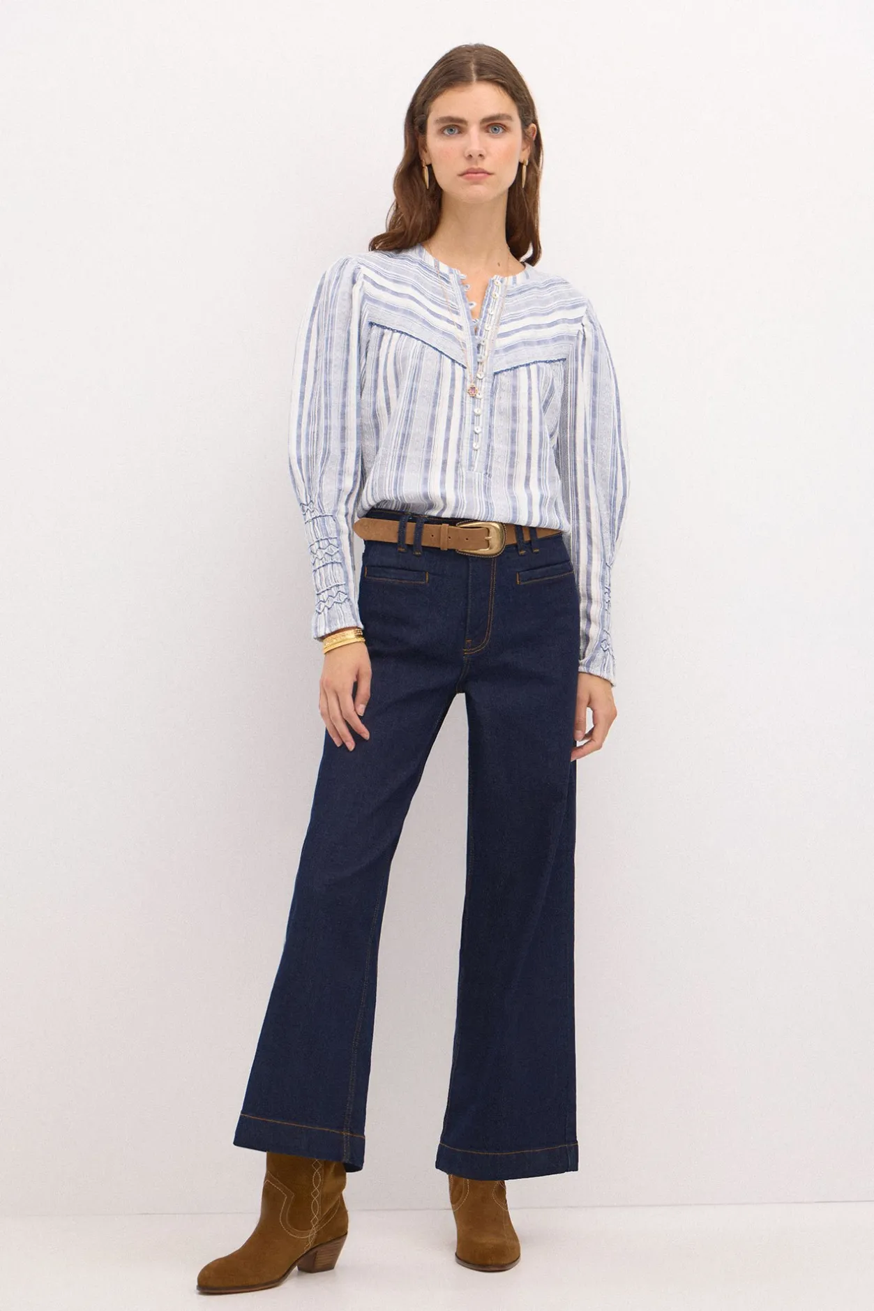 celina_blusa_rayas_canes_2.webp Store Celina. Blusa rayas canesú. Mujer Blusas Y Camisas