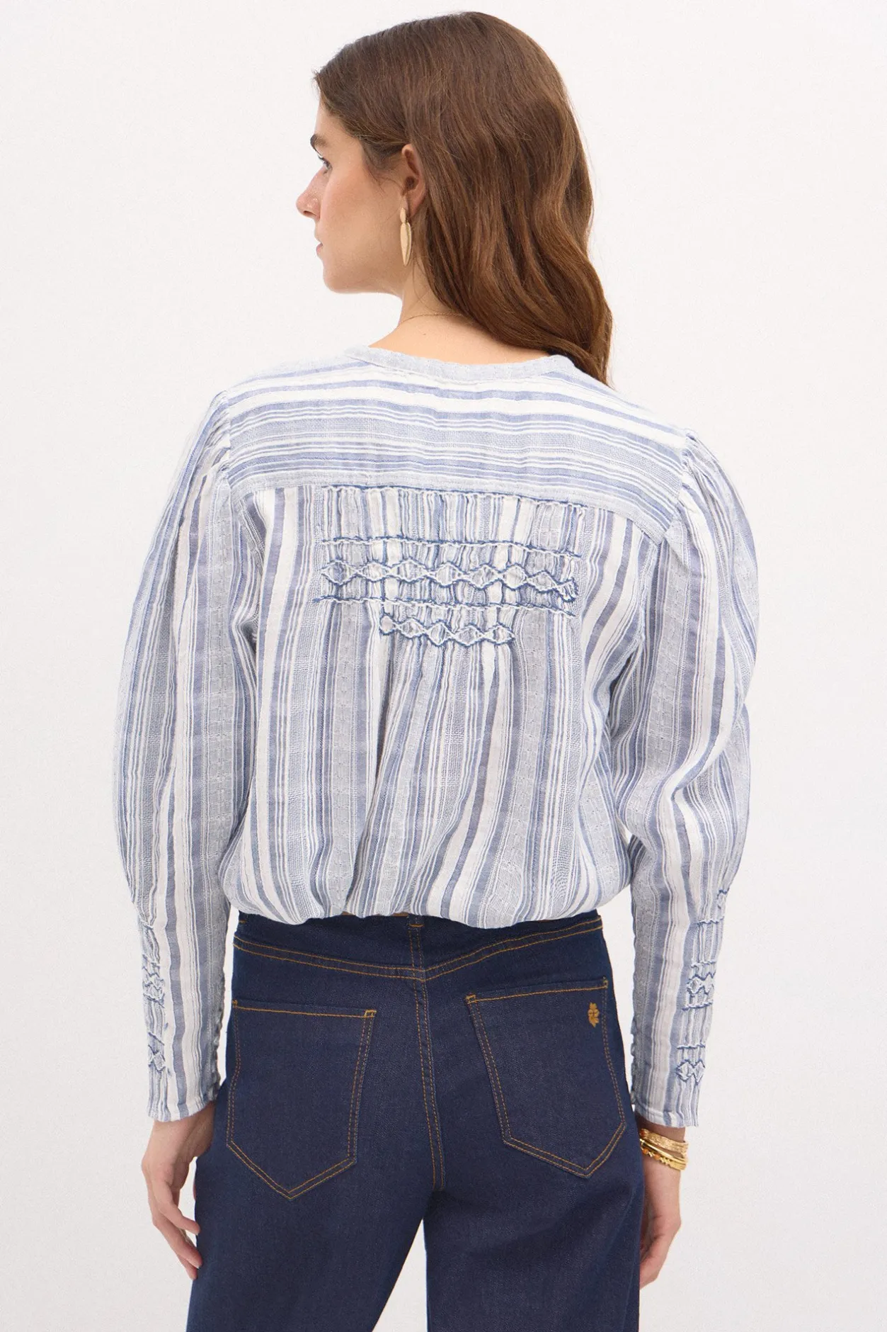 celina_blusa_rayas_canes_3.webp Store Celina. Blusa rayas canesú. Mujer Blusas Y Camisas