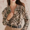 Fashion Clarisa. Blusa cuados volante. Mujer Blusas Y Camisas