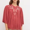 Outlet Claudia. Blusa pechera bordada. Mujer Blusas Y Camisas