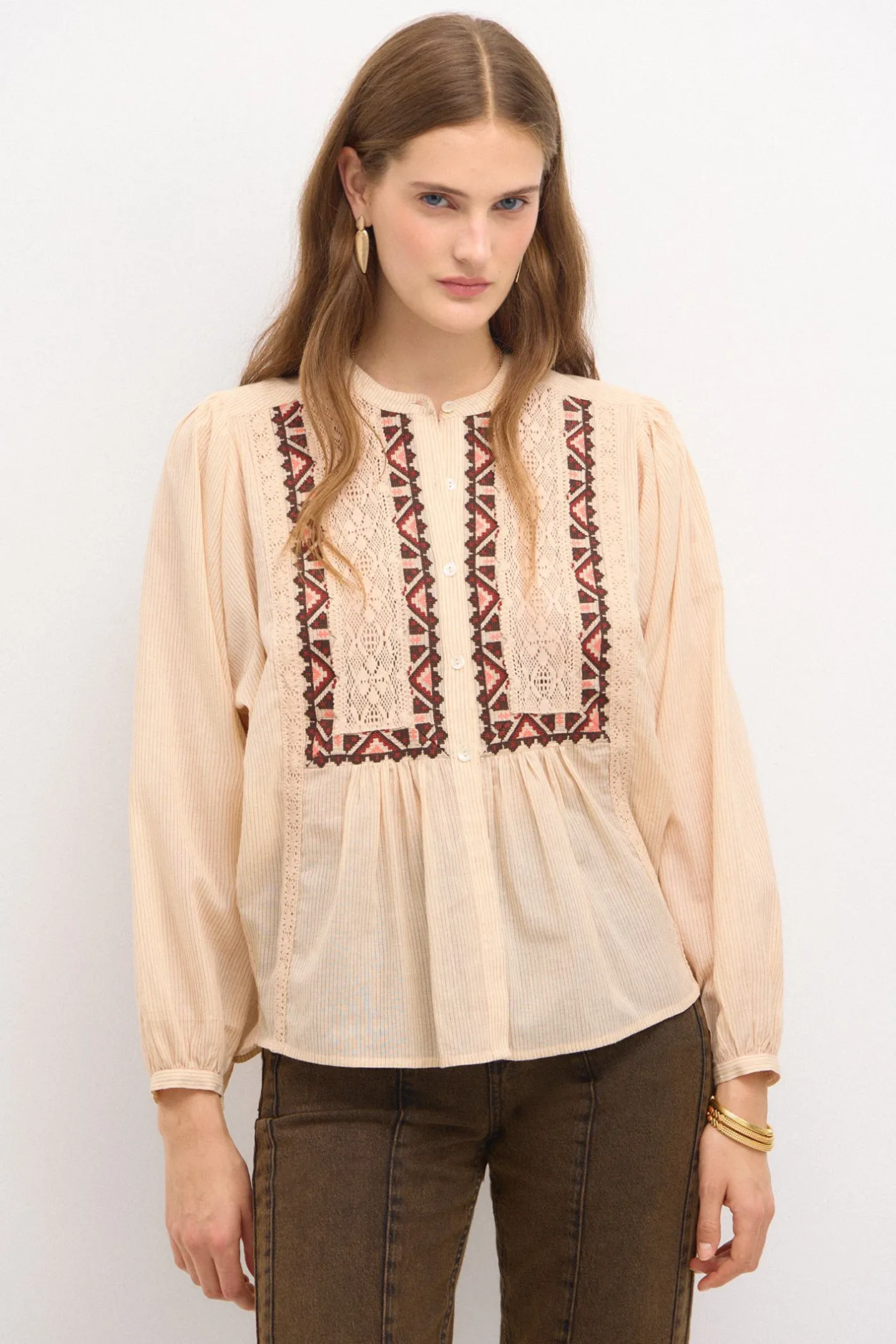 clementina_blusa_rayas_bo_0.webp Clearance Clementina. Blusa rayas bordada. Mujer Blusas Y Camisas