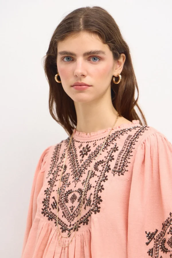 Discount Cleo. Blusa bordado étnico. Mujer Blusas Y Camisas