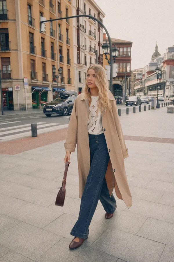 Store Danae. Gabardina larga oversize Mujer Abrigos Y Chaquetas