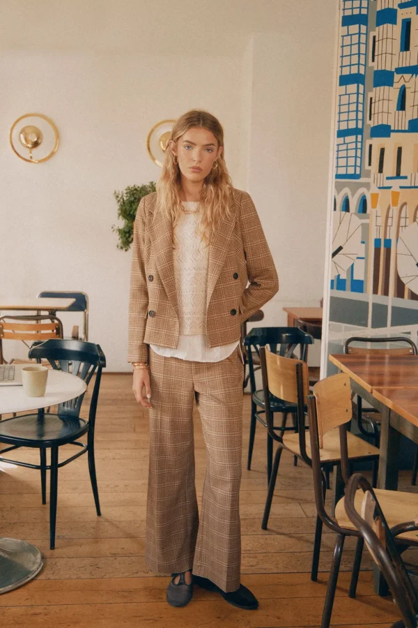 Shop Edith. Americana corta de cuadros Mujer Blazers