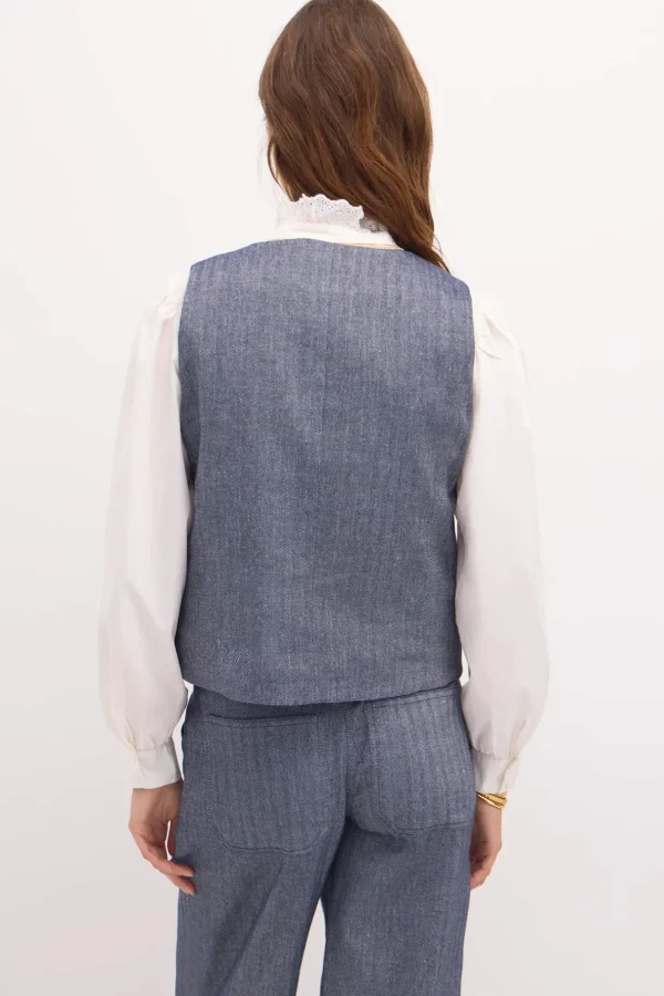 Flash Sale Eloisa. Chaleco corto de espiga Mujer Chalecos