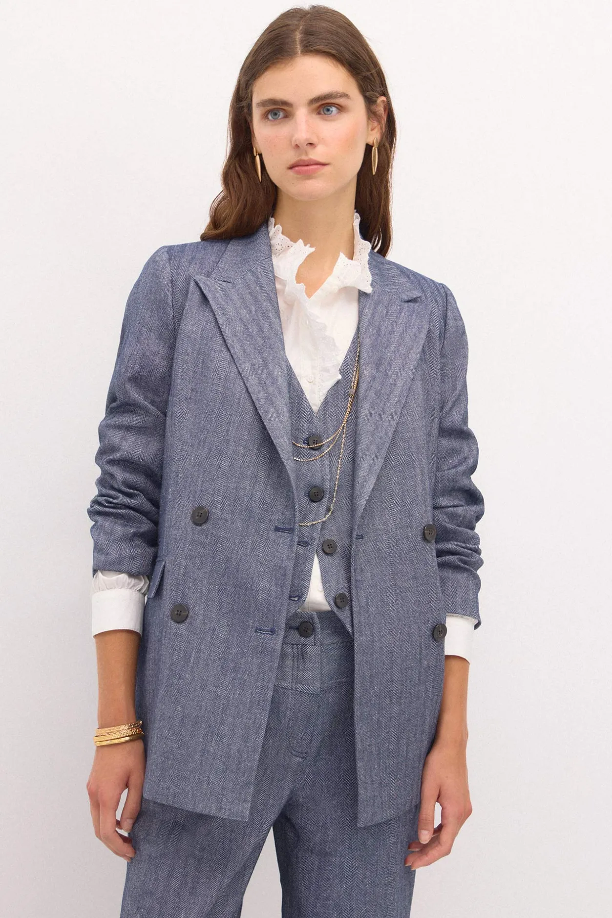 elsa_americana_cruzada_de_1.webp Cheap Elsa. Americana cruzada de espiga Mujer Blazers