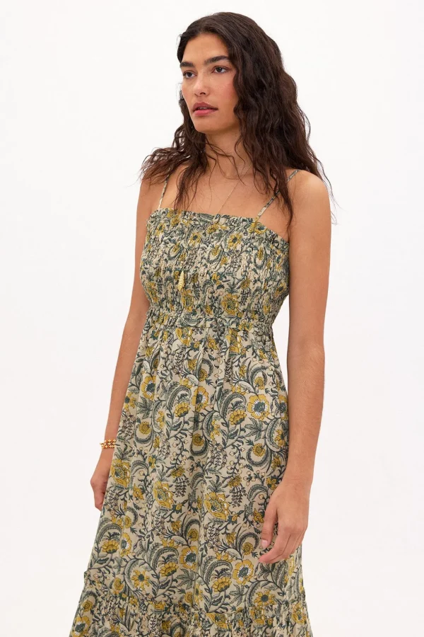 Outlet Fabia. Vestido estampado nido de abeja. Mujer Vestidos Y Monos