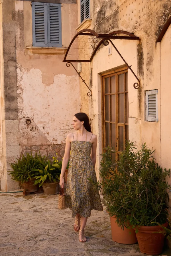 Outlet Fabia. Vestido estampado nido de abeja. Mujer Vestidos Y Monos