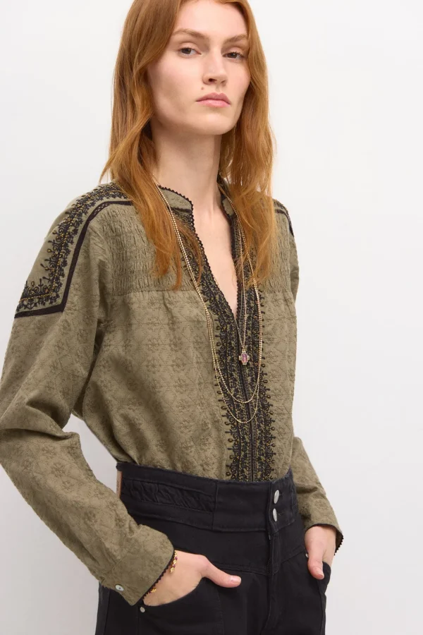 Discount Fabiola. Blusa bordada cuentas. Mujer Blusas Y Camisas