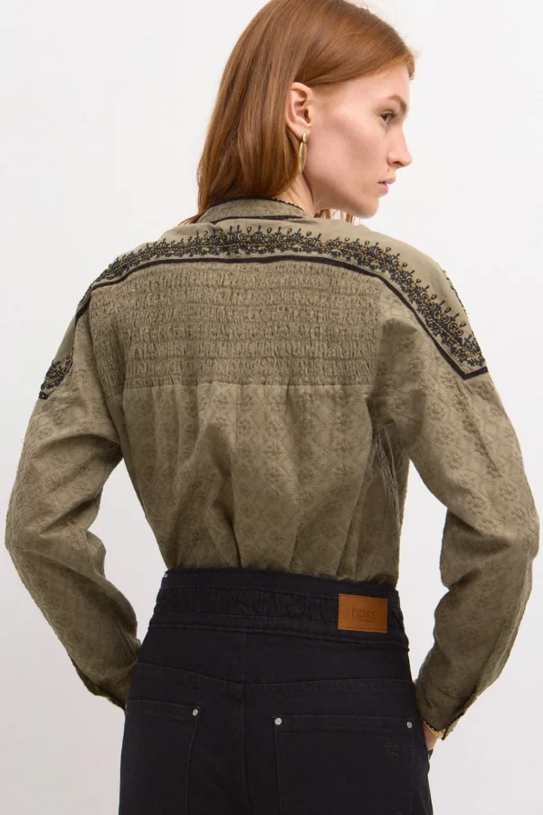 Discount Fabiola. Blusa bordada cuentas. Mujer Blusas Y Camisas