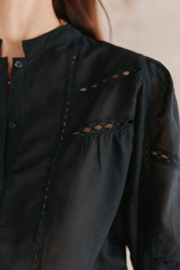 Outlet Flora. Camisa negra. Mujer Blusas Y Camisas