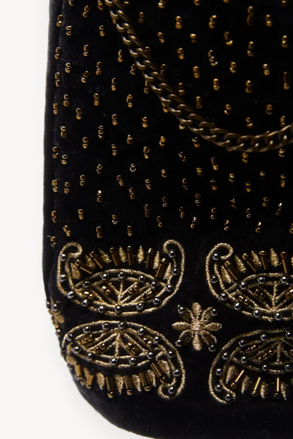 Online Neila. Bolso terciopelo abalorios Mujer Bolsos Y Accesorios