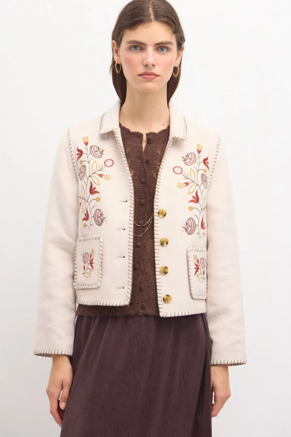 Sale Ángela. Chaqueta de lana bordada Mujer Abrigos Y Chaquetas