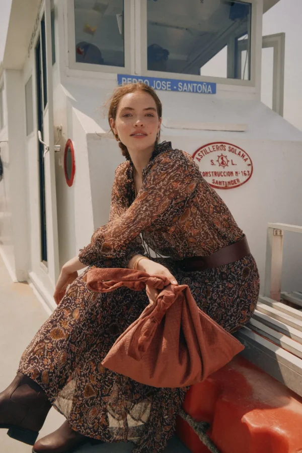 Online Nuria. Saco terciopelo grabado Mujer Bolsos Y Accesorios