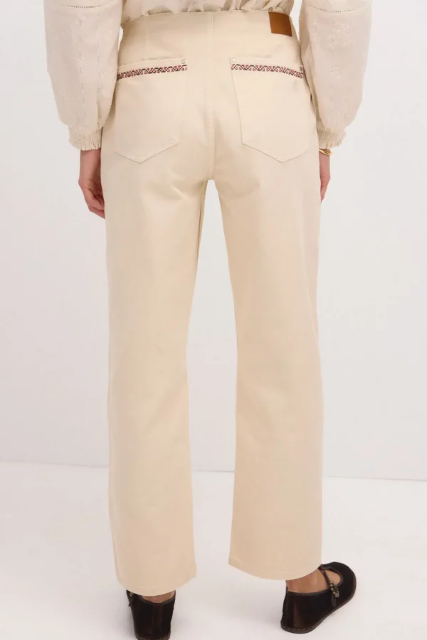 Sale Oihana. Jeans rectos con bordados Mujer Jeans | Pantalones