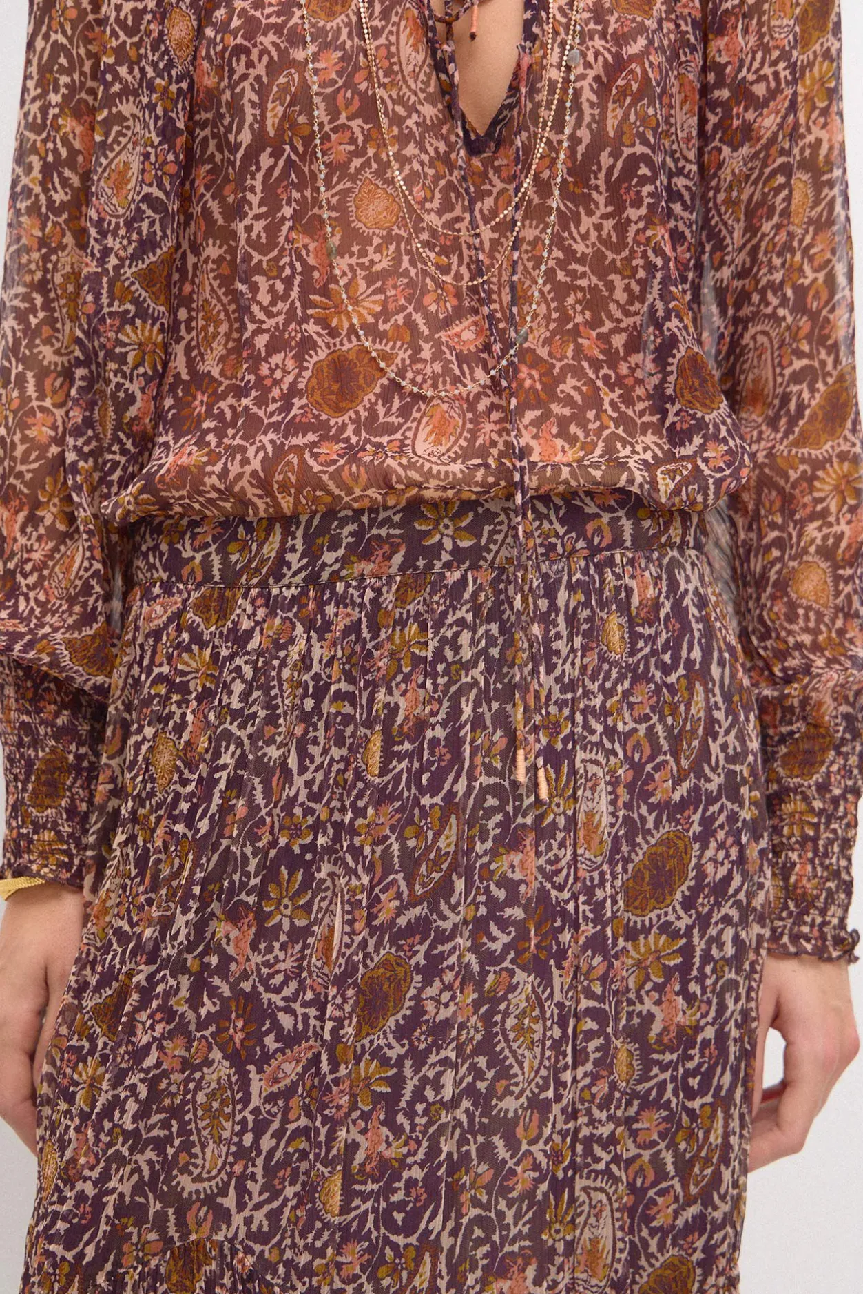 olga_falda_estampada_pane_2.webp Best Sale Olga. Falda estampada paneles Mujer Faldas
