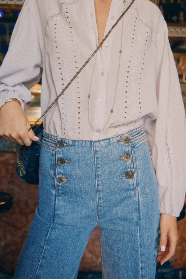 Sale Olga. Jeans amplios con botones Mujer Jeans | Pantalones