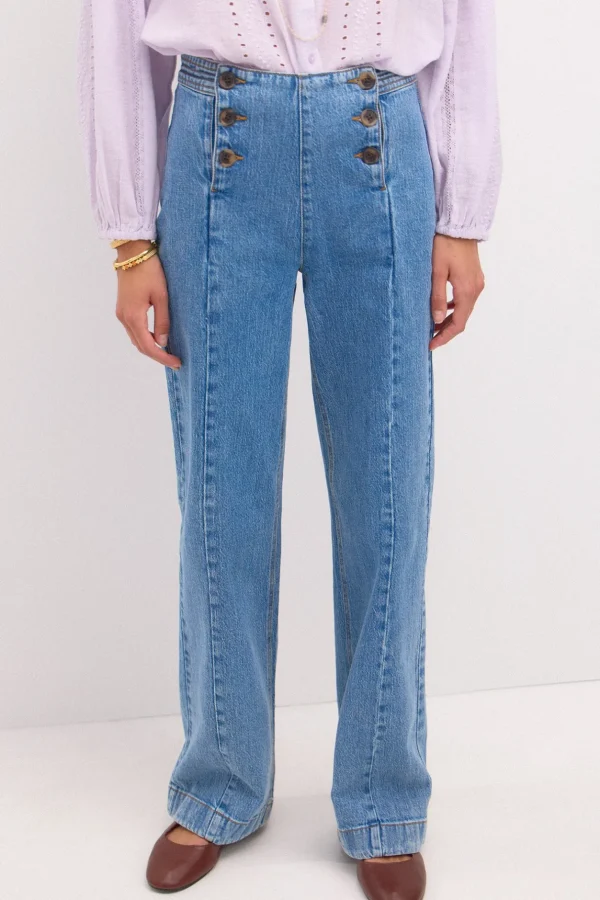 Sale Olga. Jeans amplios con botones Mujer Jeans | Pantalones