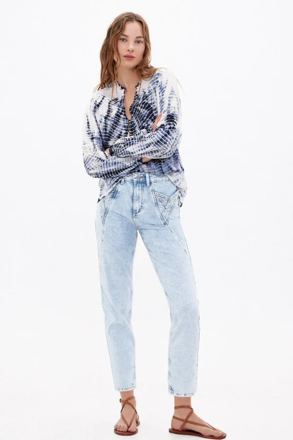 Best Olivia. Vaquero mom con cortes Mujer Jeans | Pantalones
