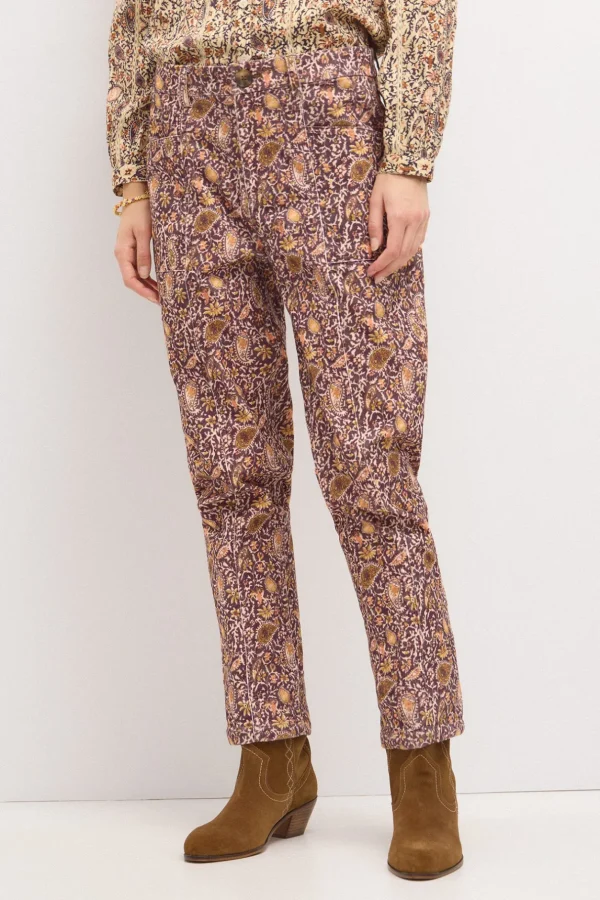 Sale Pía. Pantalón de pana estampado Mujer Pantalones