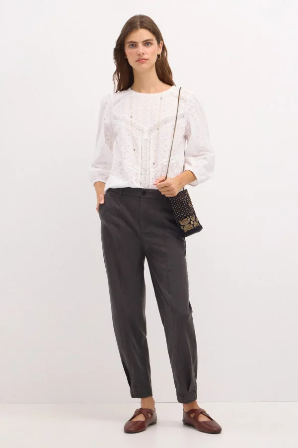 Clearance Paloma. Pantalón de algodón con pinzas Mujer Pantalones