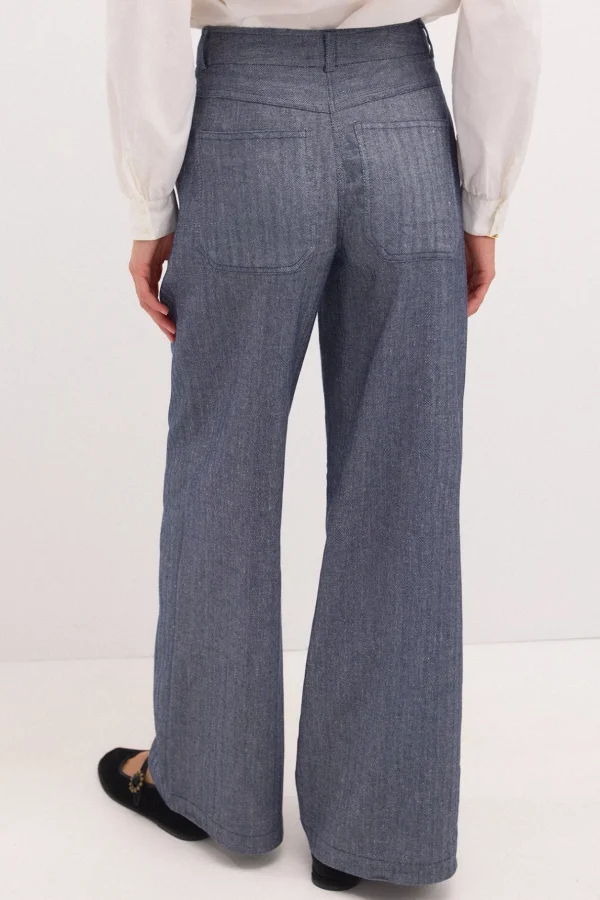 Flash Sale Pamela. Pantalón amplio de espiga Mujer Pantalones