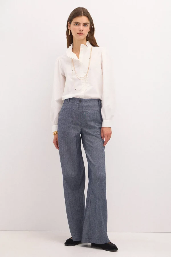 Flash Sale Pamela. Pantalón amplio de espiga Mujer Pantalones