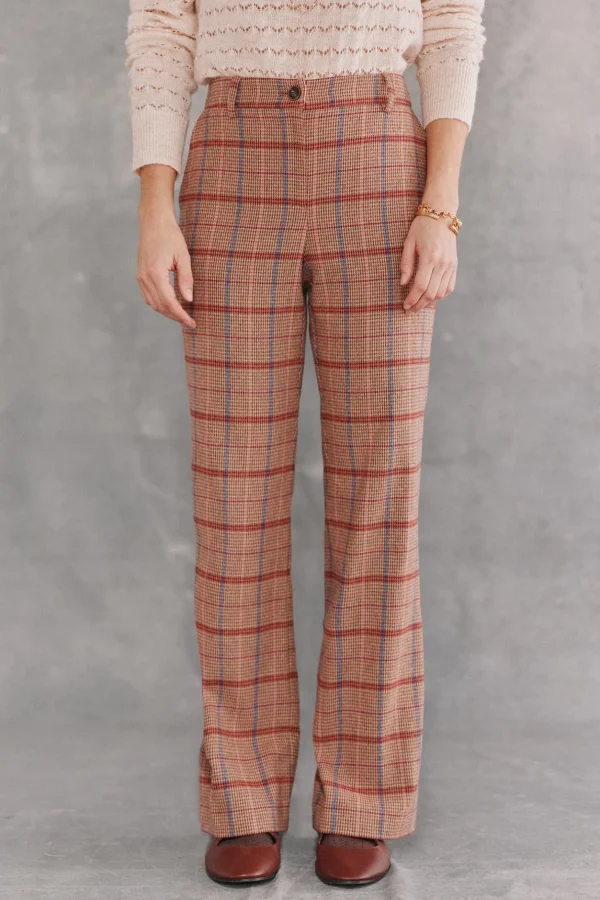 Fashion Pandora. Pantalón recto de cuadros Mujer Pantalones