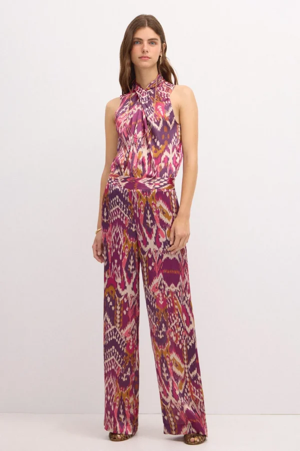 Outlet Pandra. Pantalón fluido estampado Mujer Pantalones