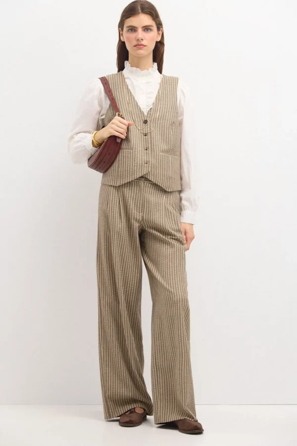 Clearance Paola. Pantalón amplio de rayas Mujer Pantalones