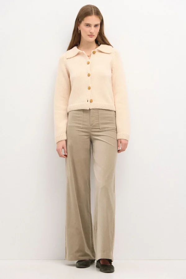 Cheap Pepita. Pantalón recto de terciopelo Mujer Pantalones
