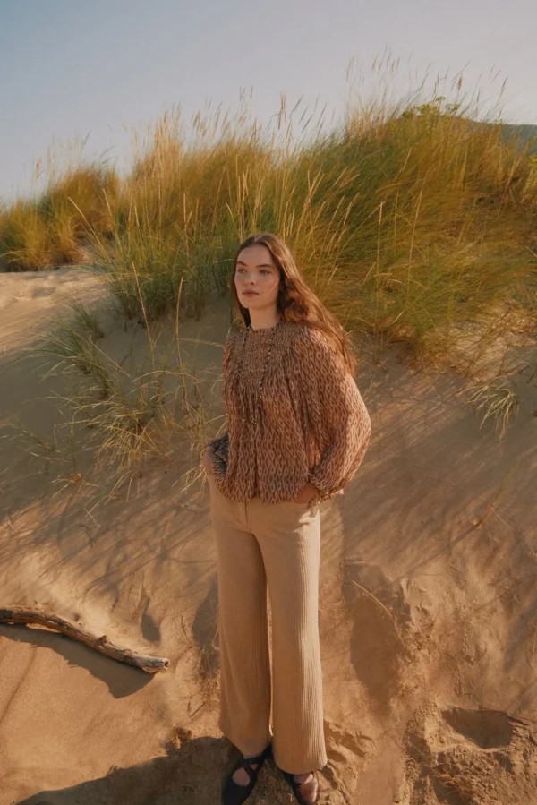 Online Petra. Pantalón amplio de espiga Mujer Pantalones