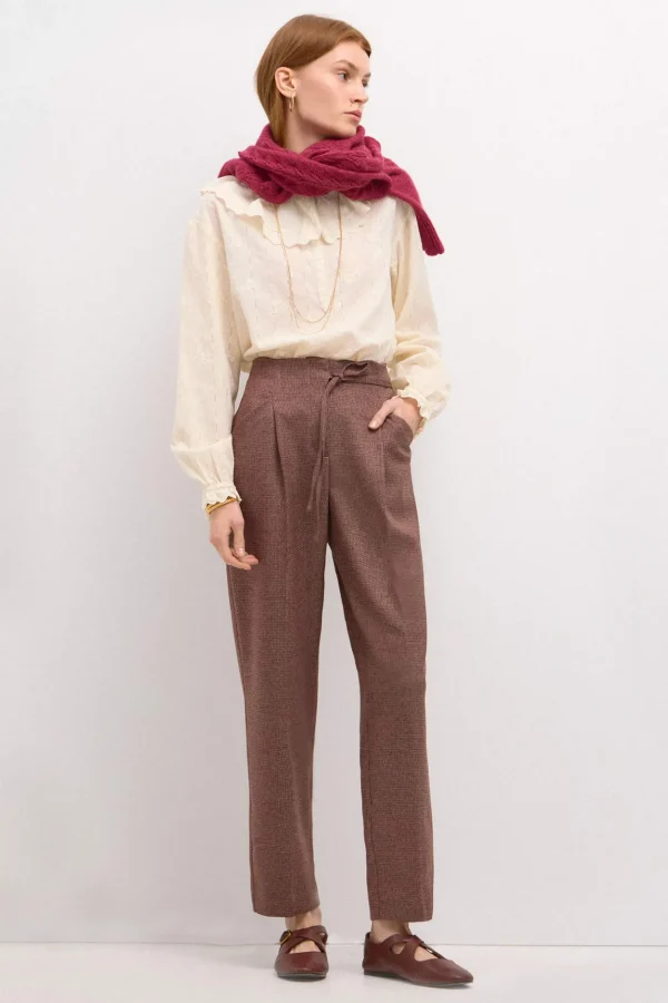 New Piedad. Pantalón de cuadros con lazada Mujer Pantalones