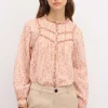 Fashion Ramona. Blusa estampada tiras bordadas. Mujer Blusas Y Camisas