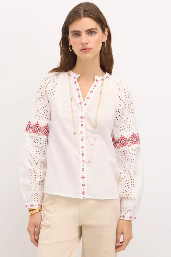 Clearance Rebeca. Camisa bordada. Mujer Blusas Y Camisas
