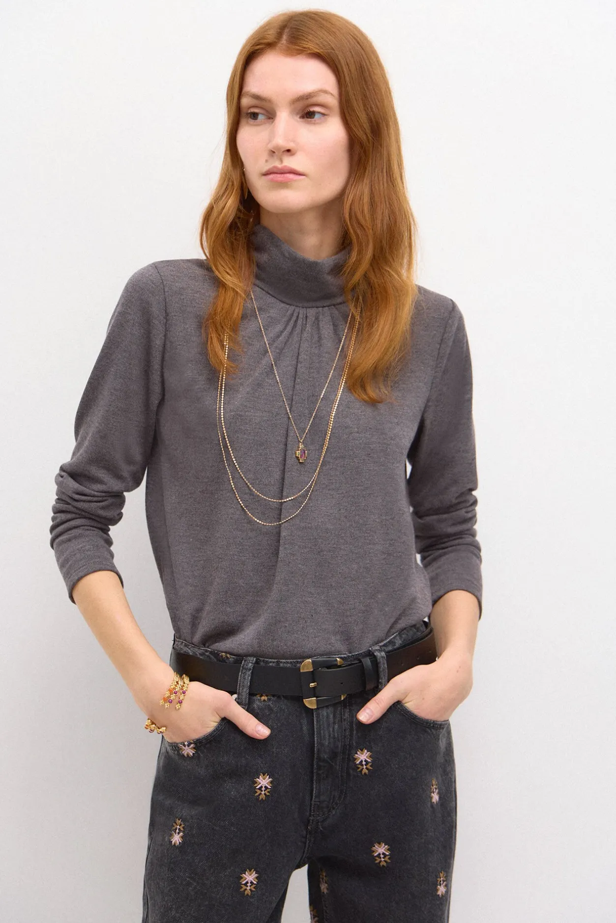 sibila_camiseta_cuello_vu_0.webp Online Sibila. Camiseta cuello vuelto Mujer Camisetas Y Tops