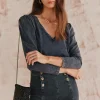 New Simona. Camiseta de algodón entallada Mujer Camisetas Y Tops