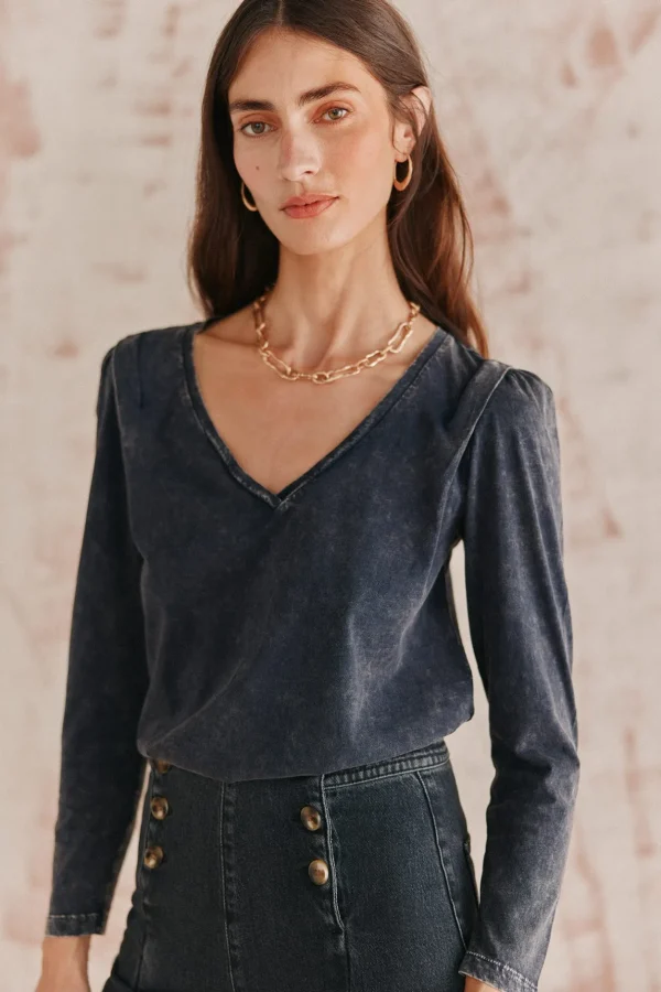 New Simona. Camiseta de algodón entallada Mujer Camisetas Y Tops