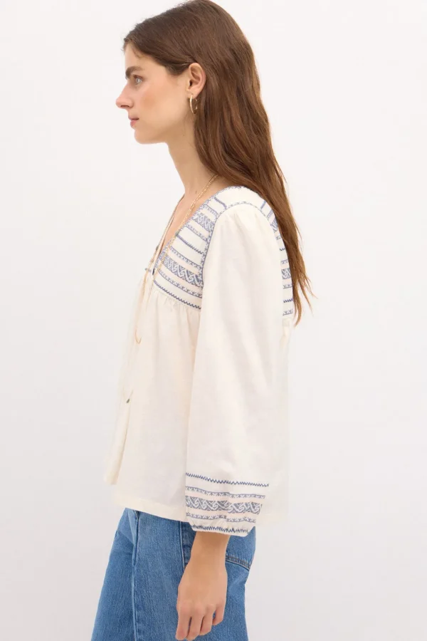 Outlet Sofia. Camiseta de algodón bordada Mujer Camisetas Y Tops