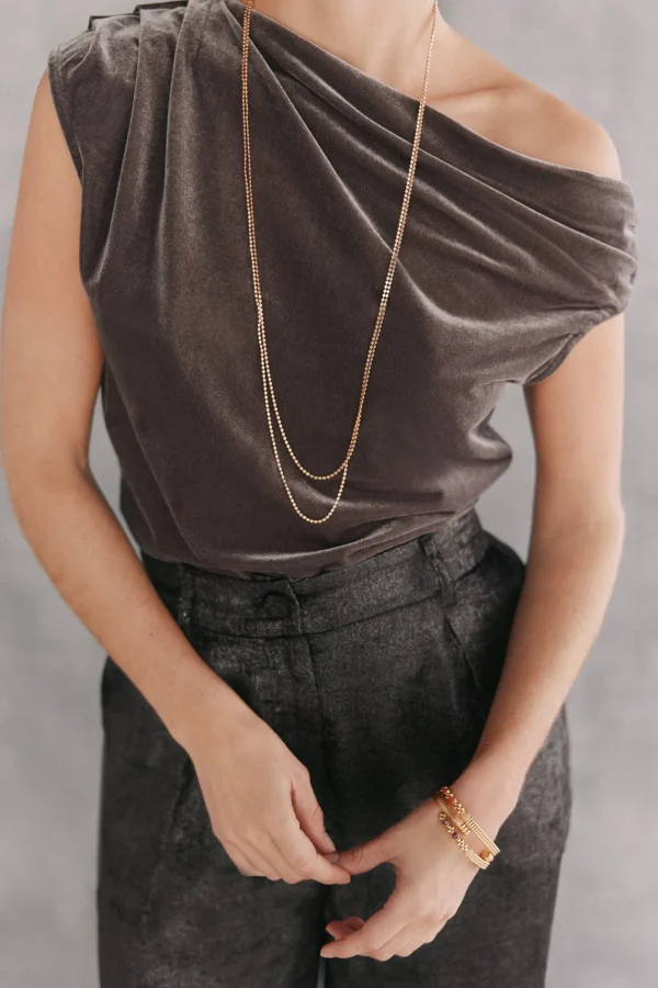 Best Sol. Camiseta ajustada de terciopelo Mujer Camisetas Y Tops