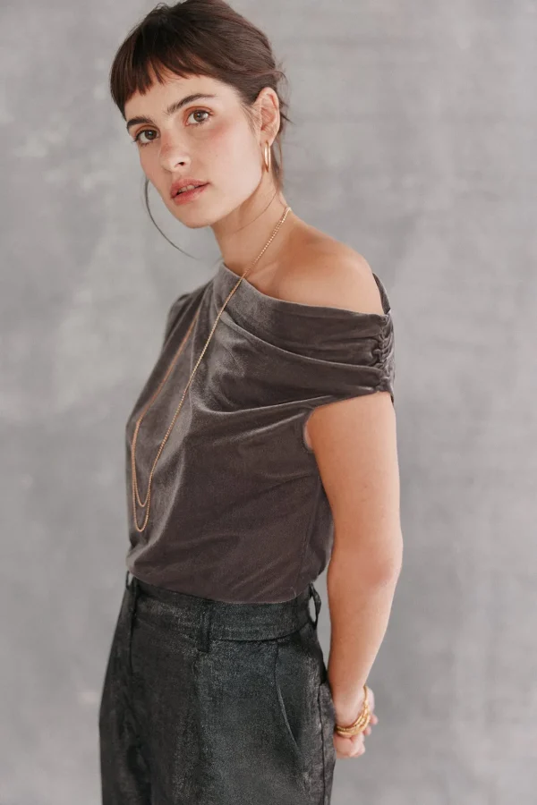Best Sol. Camiseta ajustada de terciopelo Mujer Camisetas Y Tops