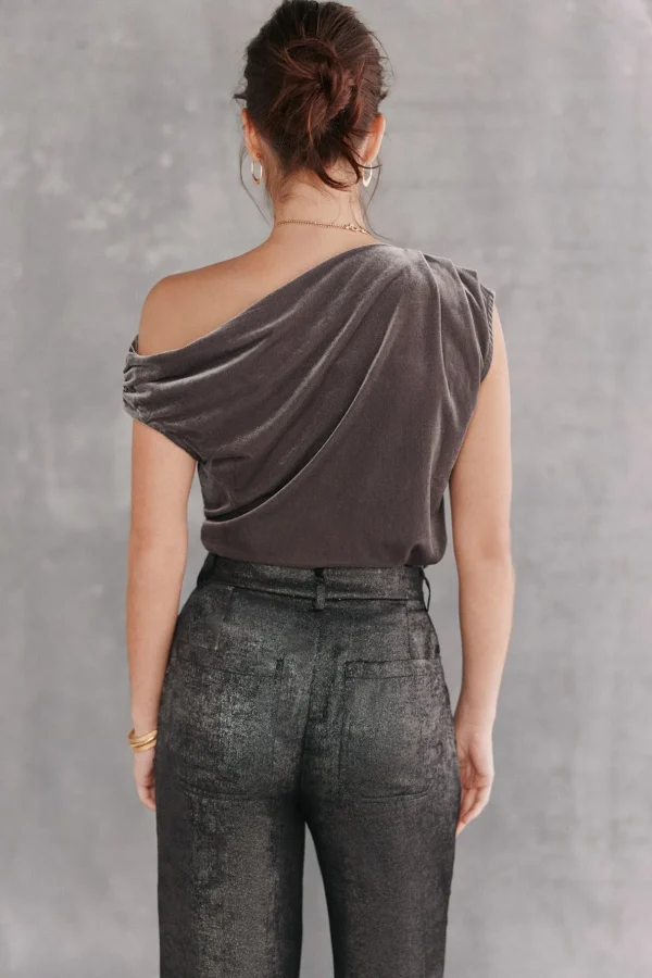 Best Sol. Camiseta ajustada de terciopelo Mujer Camisetas Y Tops