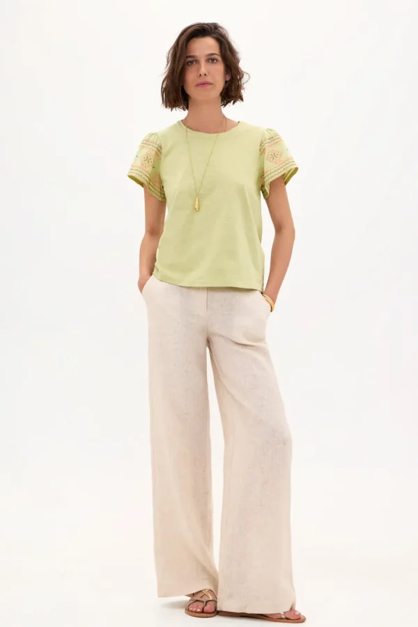 New Taylor. Camiseta de algodón con bordados Mujer Camisetas Y Tops